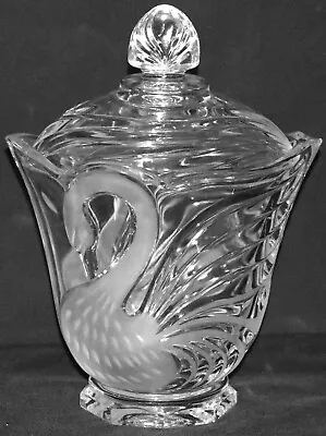 Buy Vintage Crystal Swan Jar Canister With Lid • 18.89£