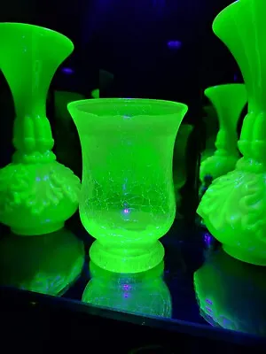 Buy Antique Uranium Glass Celery Vase Stevens And Williams Crackle Glass • 35£