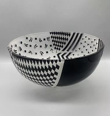 Buy Unusual Black & White Acid Etched Pop Art Glass Bowl Signed Daum Nancy • 195£