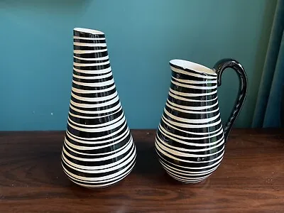 Buy Zebra Dek. 68 - Foreign - Mid-Century Pottery Vase And Jug • 50£