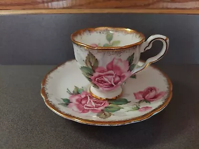 Buy Royal Stafford Bone China Berkeley Rose Pattern Cup And Saucer England Gold Trim • 11.50£