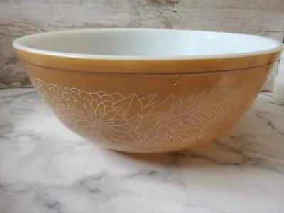 Buy Vintage Pyrex Mixing Bowl Rare Pattern Pale Brown Floral • 18£