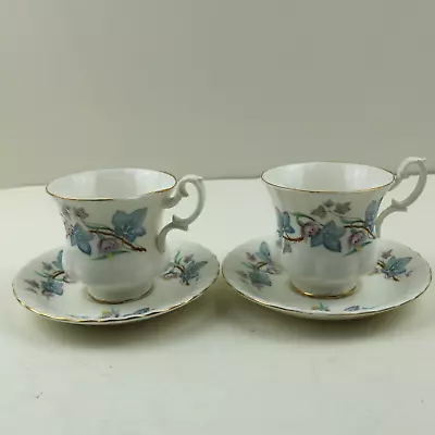 Buy Royal Kent Trentside  2 Coffee Cups And Saucers Blue Grey Ivy • 6.50£
