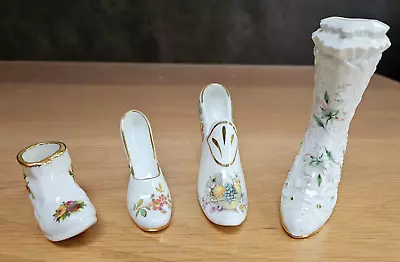 Buy 4 Bone China Miniature Boots & Shoes Royal Albert Old Country Roses Hammersley • 19.50£