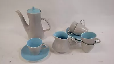 Buy Vintage Poole Twintone Tea Set Dove Grey & Sky Blue Serving 5 - Cups,Teapot,Jug • 9.99£