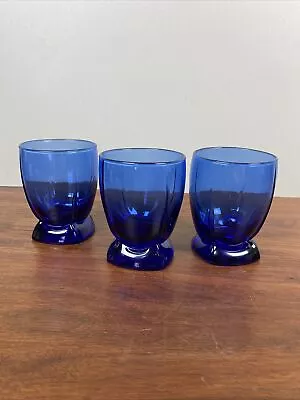 Buy 3 Anchor Hocking Berkeley Cobalt Double Old Fashioned Set 4  Blue Glass Tumblers • 11.53£