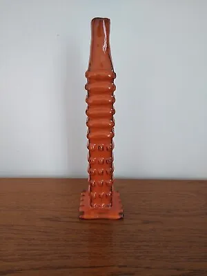 Buy Midcentury Studio Pottery Vase Orange 1970's  Signed Emc 75 • 45£