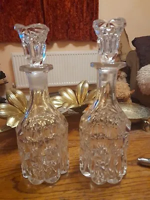 Buy Pair Antique Cut Glass/crystal Decanters With Stoppers 9.5  • 48£