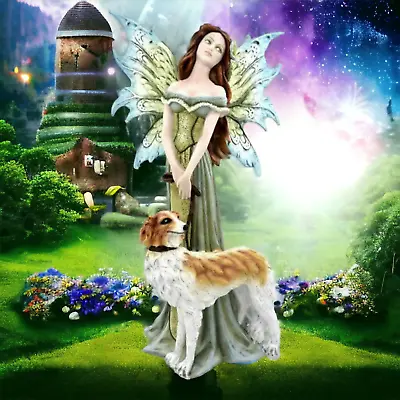 Buy Enchanting Fairy And Loyal Dog Statue Whimsical Mythical Creatures Sculpture • 99.95£