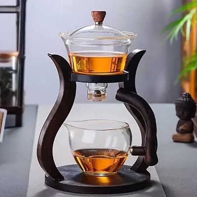 Buy 1 Set Glass Teapot Set, Lazy Kungfu Tea Pot Set, Automatic Drip Rotating Tea Set • 32.78£