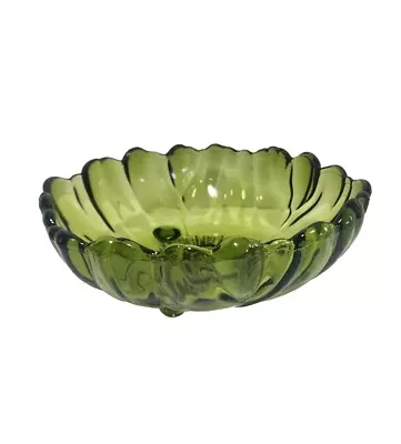 Buy Vintage Indiana Green Glass Large Footed Fruit Bowl Sunflower • 15.18£
