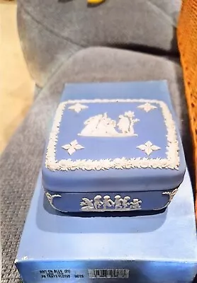 Buy Vintage Wedgwood Blue Jasperware 4  Square Trinket Box With Lid • 5£