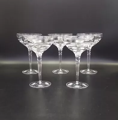 Buy Set 5 Large Champagne Coupe Glasses Handcut Crystal • 38.99£