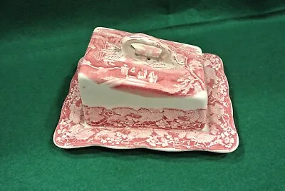 Buy Vintage Mason's Vista Pink Red Ironstone Covered Cheese Dish Plate Old Mark • 70.96£