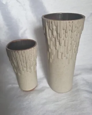 Buy Shelf Pottery..Halifax..2 X Drip Effect Vases 1970's 80's Vintage Immaculate Con • 25£