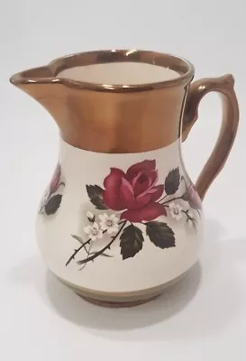 Buy Wade Pottery. Small Copper Tone & Floral Jug With Roses - VGC • 10£