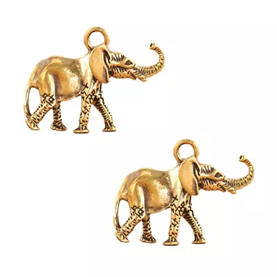 Buy  2 Pcs Elephant Ornament Copper And Women Mini Statue Feng Shui Animal Decor • 9.25£