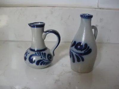 Buy 2 Small Vintage Salt Glazed Pottery Pitchers Goebel West Germany Small Repair • 9.51£