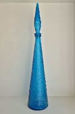 Buy Vintage Empoli Italian Art Glass Genie Bottle Decanter Vase Blue Wave Genuine  • 40£