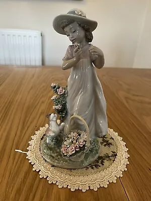Buy Lladro 6999 Joy In The Garden. Girl Wearing Hat With Puppy And Flowers • 195£