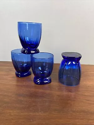 Buy 4 Anchor Hocking Berkeley Cobalt Double Old Fashioned Set 4  Blue Glass Tumblers • 16.21£