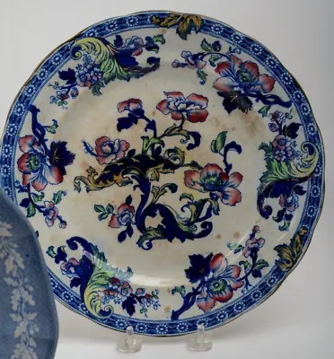 Buy Vtg Antique 19thC Buffalo Pottery Bangor Underglaze 10  Floral Dinner Plate 1291 • 23.71£