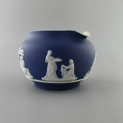Buy Antique Wedgwood Small Dark Blue White Jasperware Creamer ~ADAMS 1657 TUNSTALL • 30.35£