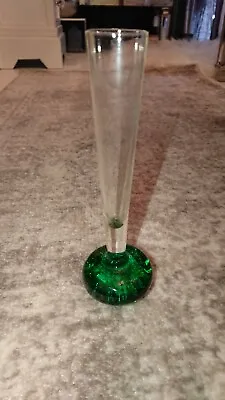 Buy Vintage Art Glass Bubble Base Green Bud Vase • 9.99£