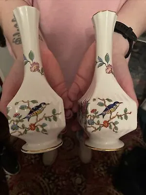 Buy Aynsley Pembroke Vase Porcelain Posy Bud Vase Gold Trim Bone China Birds Flowers • 15£