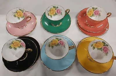 Buy Six Trios Shelley  Roses Guilded Cup And Saucer England Bone China • 120£