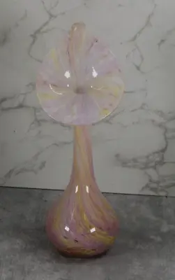 Buy Alum Bay Jack-in-the-Pulpit Glass Vase Vintage 29cm Pink / Yellow Swirl Orchid • 18.74£