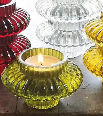 Buy Coloured Glass Candle Holder Reversible Dinner Candlestick & Tea Light Votive • 8£