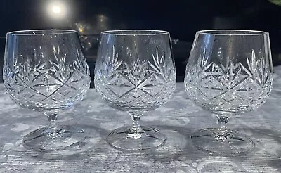 Buy 3 X Edinburgh Crystal Cut Glass Brandy Glasses. Beautiful Design • 15£