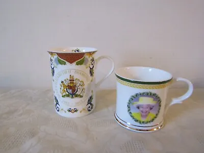 Buy Commemorative Pair Of China Mugs  Queen Elizabeth II Golden & Diamond Jubilee • 9.59£