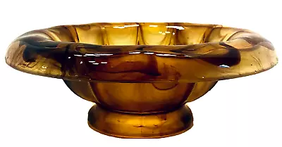 Buy Fine Art Deco Era George Davidson Amber Cloud Art Glass Scalloped 10  Bowl • 79.99£