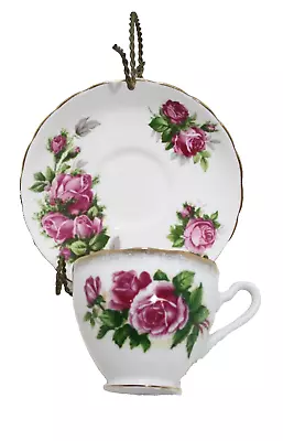 Buy Vintage Tea Cup & Saucer Moss Rose Tuscan Fine English Bone China Made In Englan • 16.10£