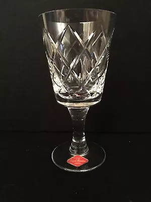 Buy Royal Brierley Criss-cross Pattern Lead Crystal Cut Glass Goblet 17.5cm Tall • 19.95£