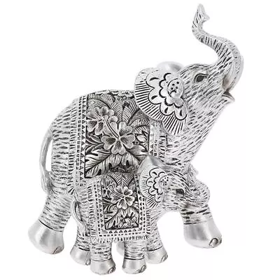 Buy Shudehill Giftware Hibiscus Silver Carved Elephant Ornament Different Sized • 14.99£