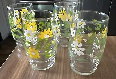 Buy Vintage Libbey Corning Ware Daisy Flower Drinking Tumbler Glasses • 38.57£