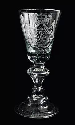 Buy Lauenstein Glass Goblet ~ 18th Century ~ Engraved Coat Of Arms ~ 2 Available • 748.05£