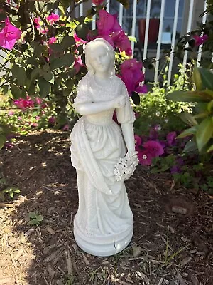 Buy Antique 19th C English Parian Ware Figurine - Woman Holding Floral Bouquet 13  • 67.47£