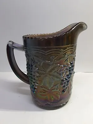 Buy Vintage Imperial Carnival Glass Iridescent Purple Grape/ Leaf Pattern 6  Pitcher • 33.18£