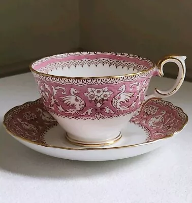 Buy Crown Staffordshire England Fine Bone China Ellesmere Tea Cup Saucer Set Pink • 80.26£
