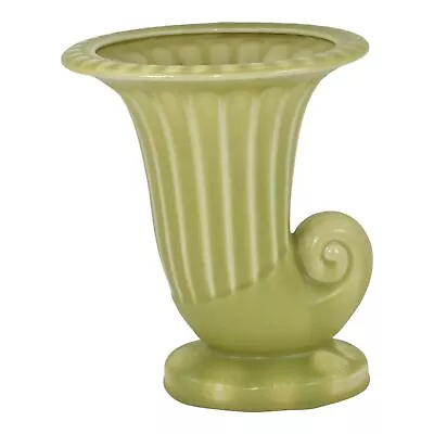 Buy Rookwood 1937 Vintage Art Deco Pottery Matte Green Ceramic Cornucopia Vase 6613  • 231.34£