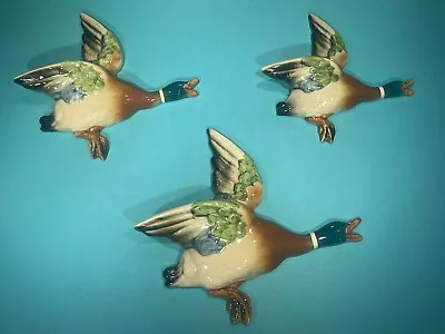 Buy Set Of Three Bretby Hand Painted Graduated Flying Ducks Similar To Beswick • 140£