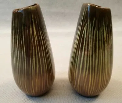 Buy Pair Bay Keramik Pottery West German Brown Green Circular Vases 553 17 1960s 70s • 49.99£