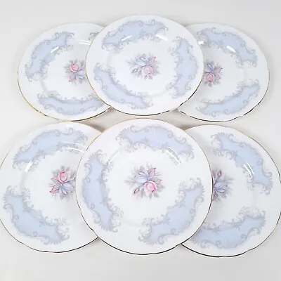 Buy Paragon Concerto Side Plates 15.5cm Floral Blue Trim Fine Bone China England X 6 • 28.80£