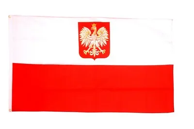 Buy Poland Eagle Crest Flag Large 5 X 3 FT -  100% Polyester With Eyelets - Europe • 6.99£