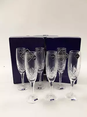 Buy 6x Edinburgh Crystal Montrose Champagne Flute Glasses In Original Box 8.5  Tall  • 13£