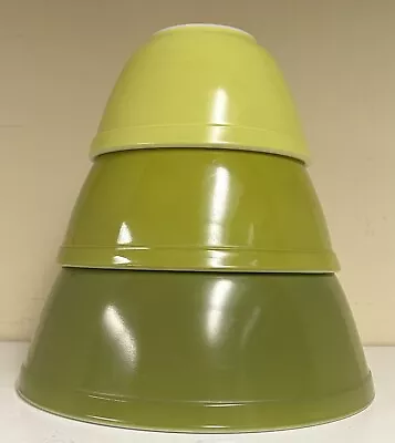 Buy Set 3 Vintage Pyrex Nesting Mixing Bowls 401 402 403 Avocado Green Yellow • 168.09£